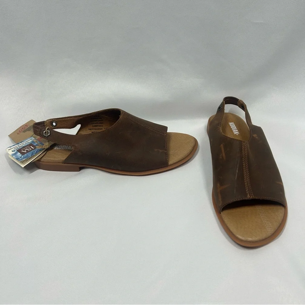 NWT Kodiak | Makena Genuine Leather Brown Sandals Slingback Women’s Size 9.5 - Picture 4 of 12